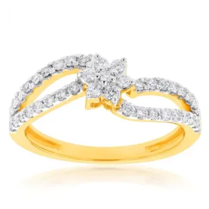 Luminesce Lab Grown 9ct Yellow Gold 0.40 Carat Diamond Ring with 41 Diamonds Shiels