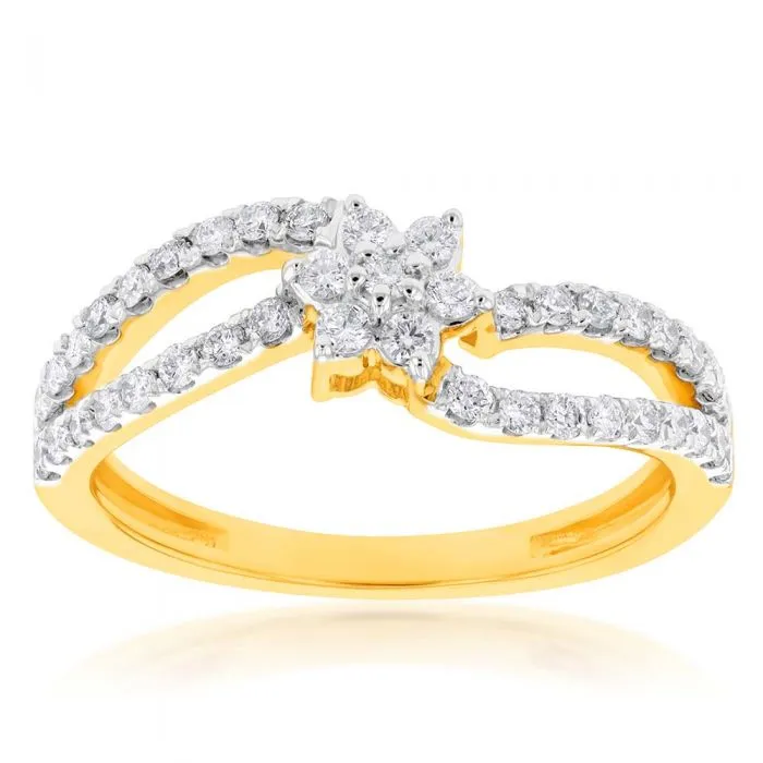 Luminesce Lab Grown 9ct Yellow Gold 0.40 Carat Diamond Ring with 41 Diamonds Shiels