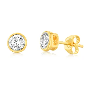 Luminesce Lab Grown 9ct Yellow Gold 1 Carat Diamond Bezel Set Earrings Shiels
