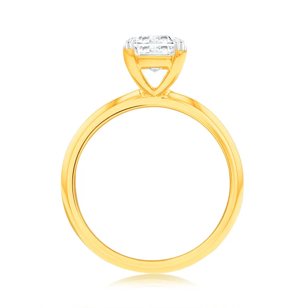 Luminesce Lab Grown Certified 2 Carat Diamond Emerald Cut Engagement Ring in 18ct Yellow Gold Shiels