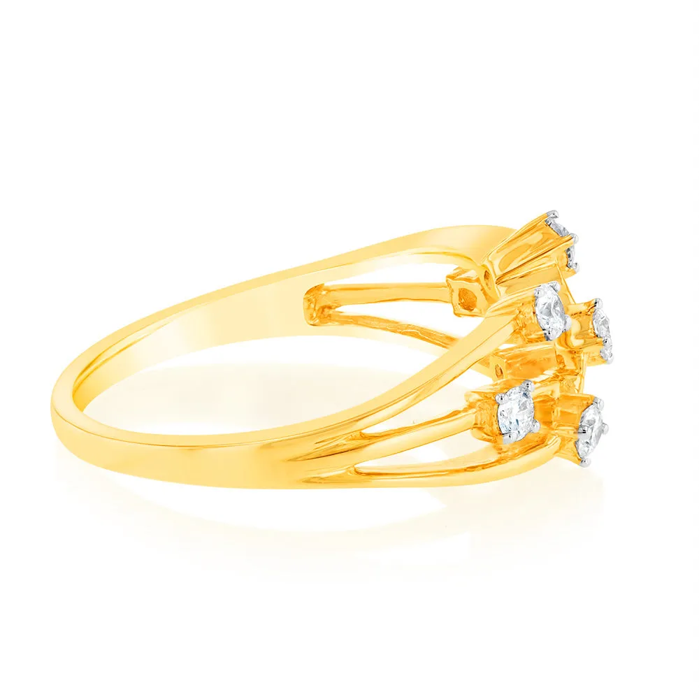 Luminesce Lab Grown Diamond 1/4 Carat Scatter Ring in 9ct Yellow Gold Shiels
