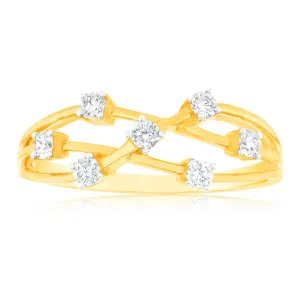 Luminesce Lab Grown Diamond 1/4 Carat Scatter Ring in 9ct Yellow Gold Shiels