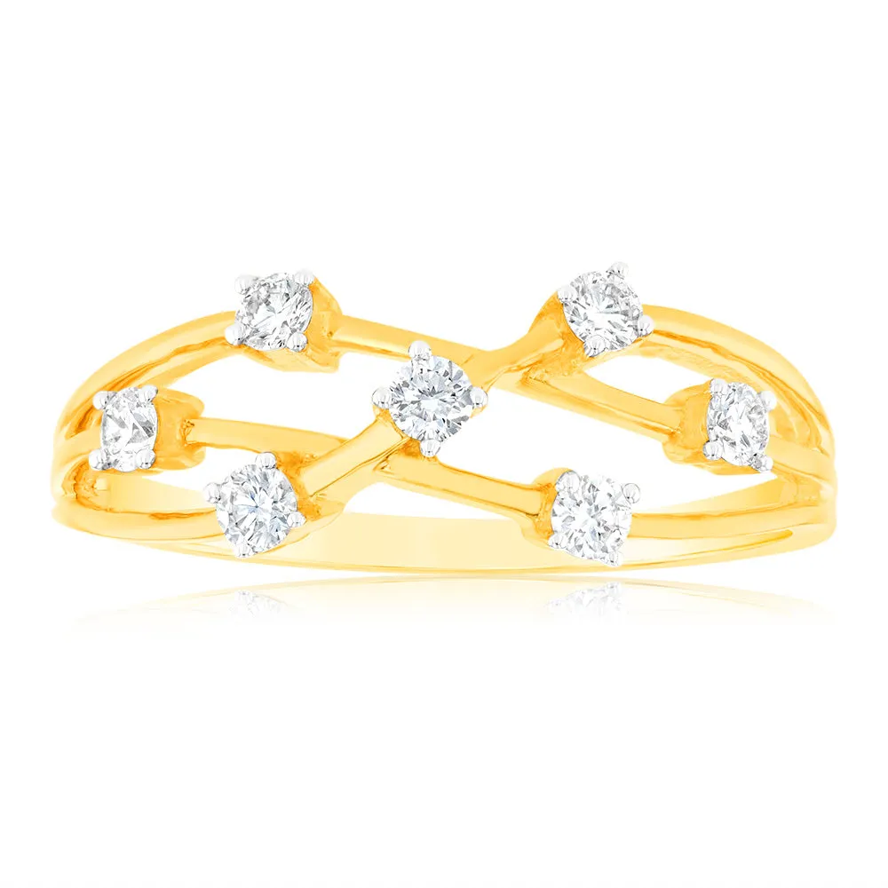 Luminesce Lab Grown Diamond 1/4 Carat Scatter Ring in 9ct Yellow Gold Shiels