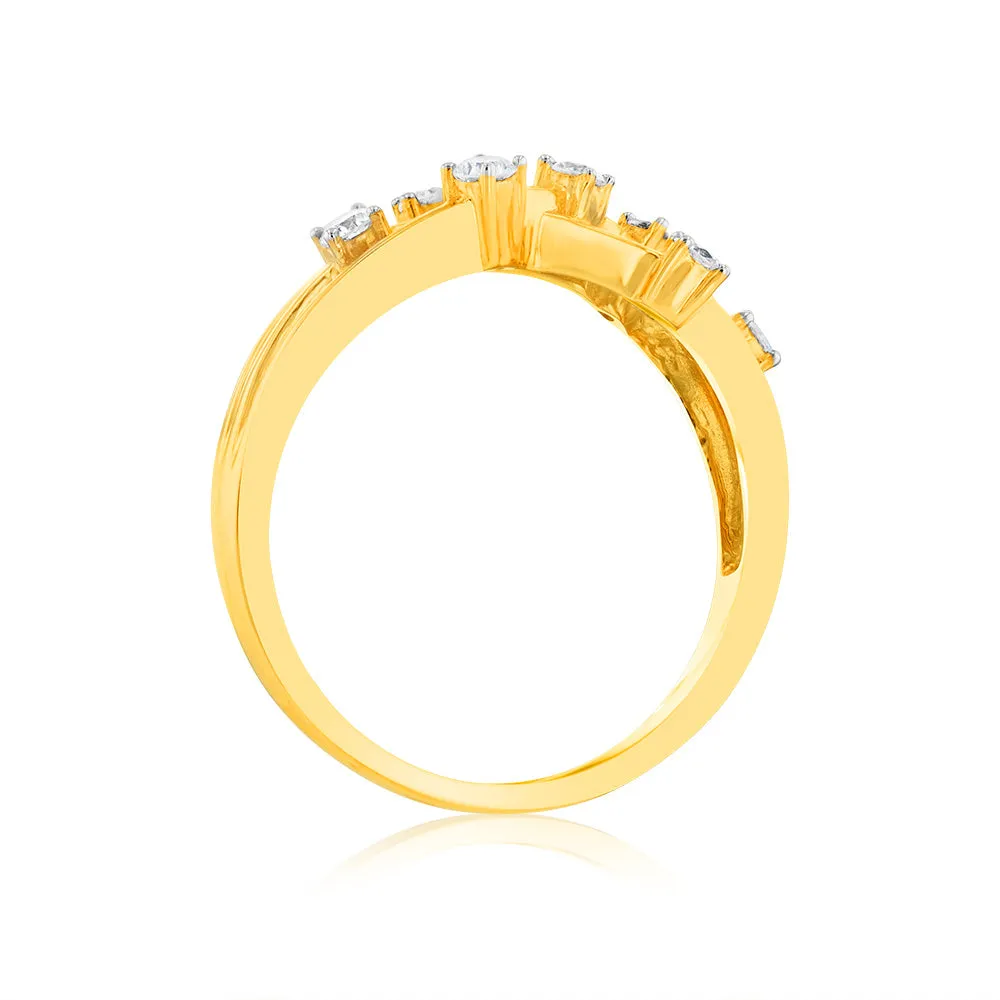 Luminesce Lab Grown Diamond 1/4 Carat Scatter Ring in 9ct Yellow Gold Shiels