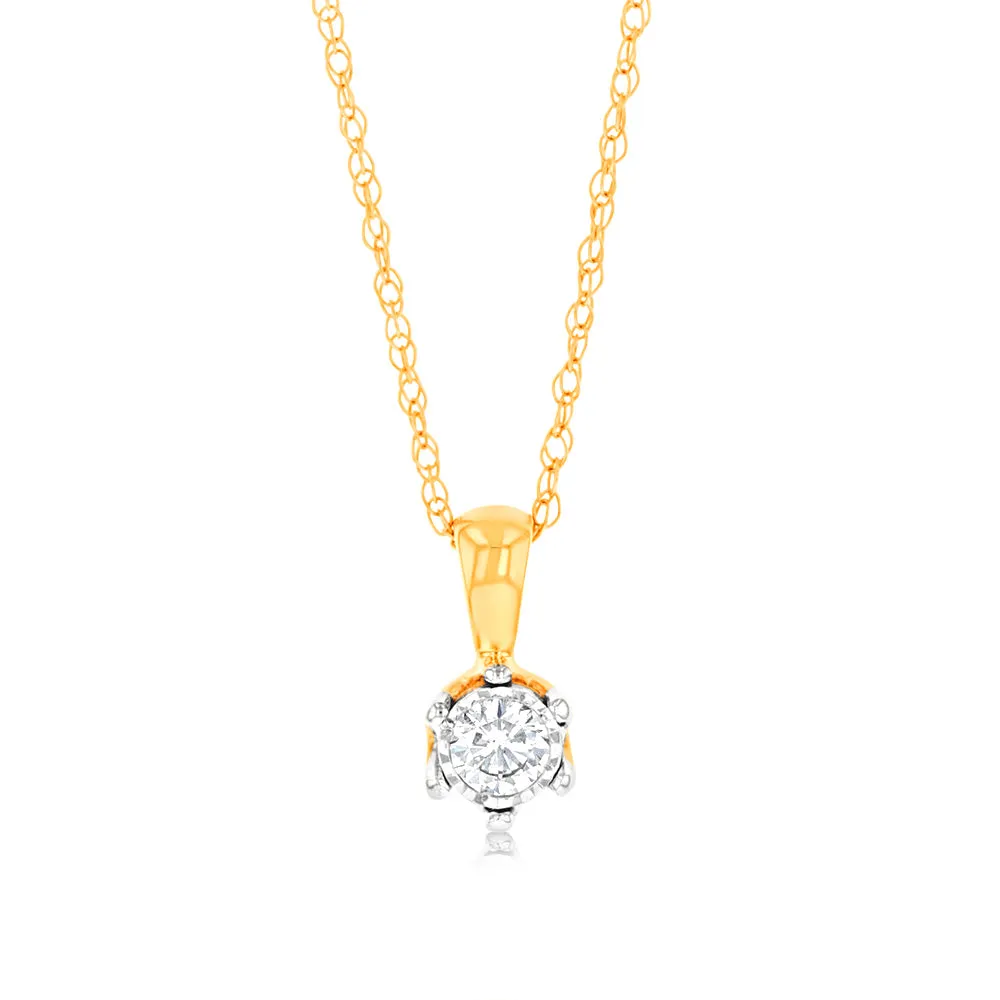 Luminesce Lab Grown Diamond 6 Claw Solitaire Pendant in 9ct Yellow Gold With Chain Shiels