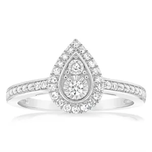 Luminesce Lab Grown Pear Shaper 0.17Ct Diamond Ring in Sterling Silver Shiels