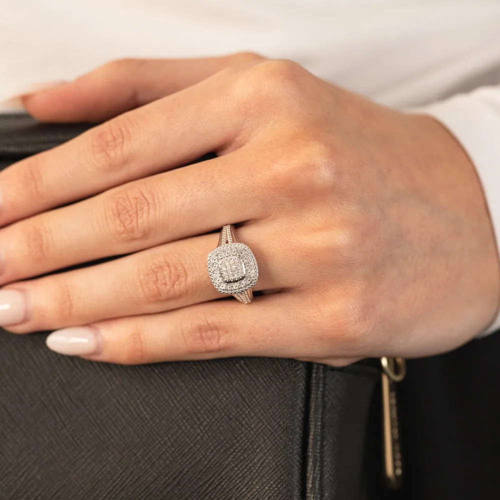 Luminesce Lab Grown Sterling Silver Cluster Shaped Diamond Ring Shiels