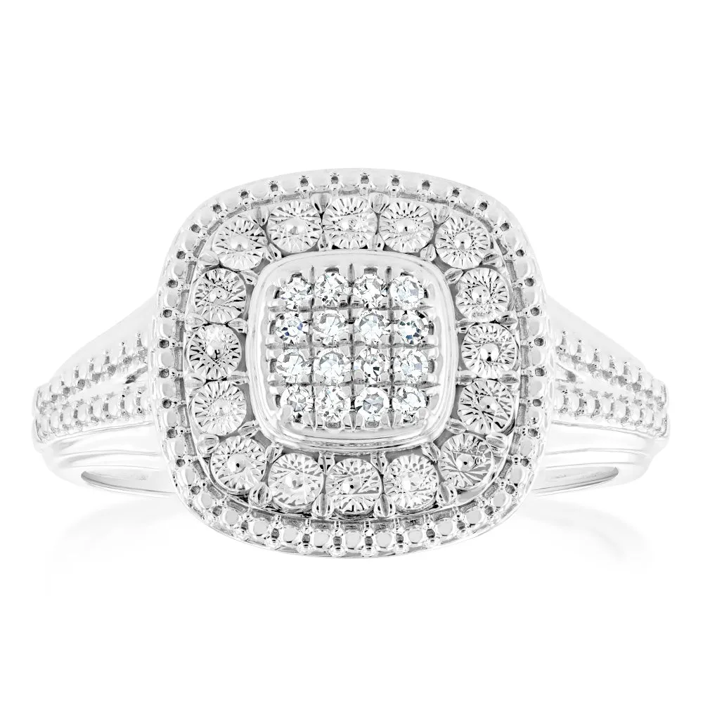 Luminesce Lab Grown Sterling Silver Cluster Shaped Diamond Ring Shiels