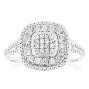 Luminesce Lab Grown Sterling Silver Cluster Shaped Diamond Ring Shiels