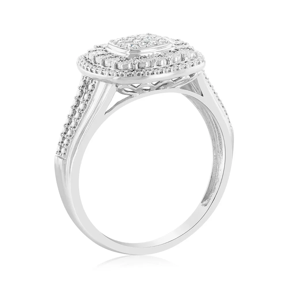 Luminesce Lab Grown Sterling Silver Cluster Shaped Diamond Ring Shiels