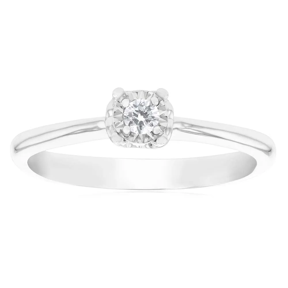 Luminesce Laboratory Grown Diamond 5-9 Point Silver Ring with love heart Shiels