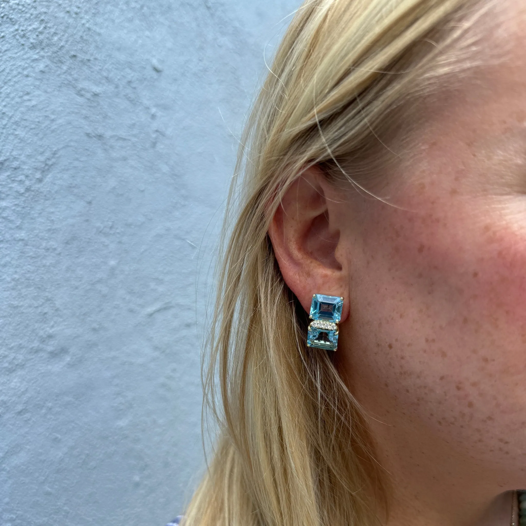 Mazza Blue Topaz & Diamond 14K Yellow Gold Earrings Croghans