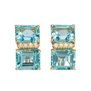 Mazza Blue Topaz & Diamond 14K Yellow Gold Earrings Croghans