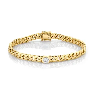MEDIUM CUBAN LINK BRACELET WITH ROUND DIAMOND CENTER Anita Ko