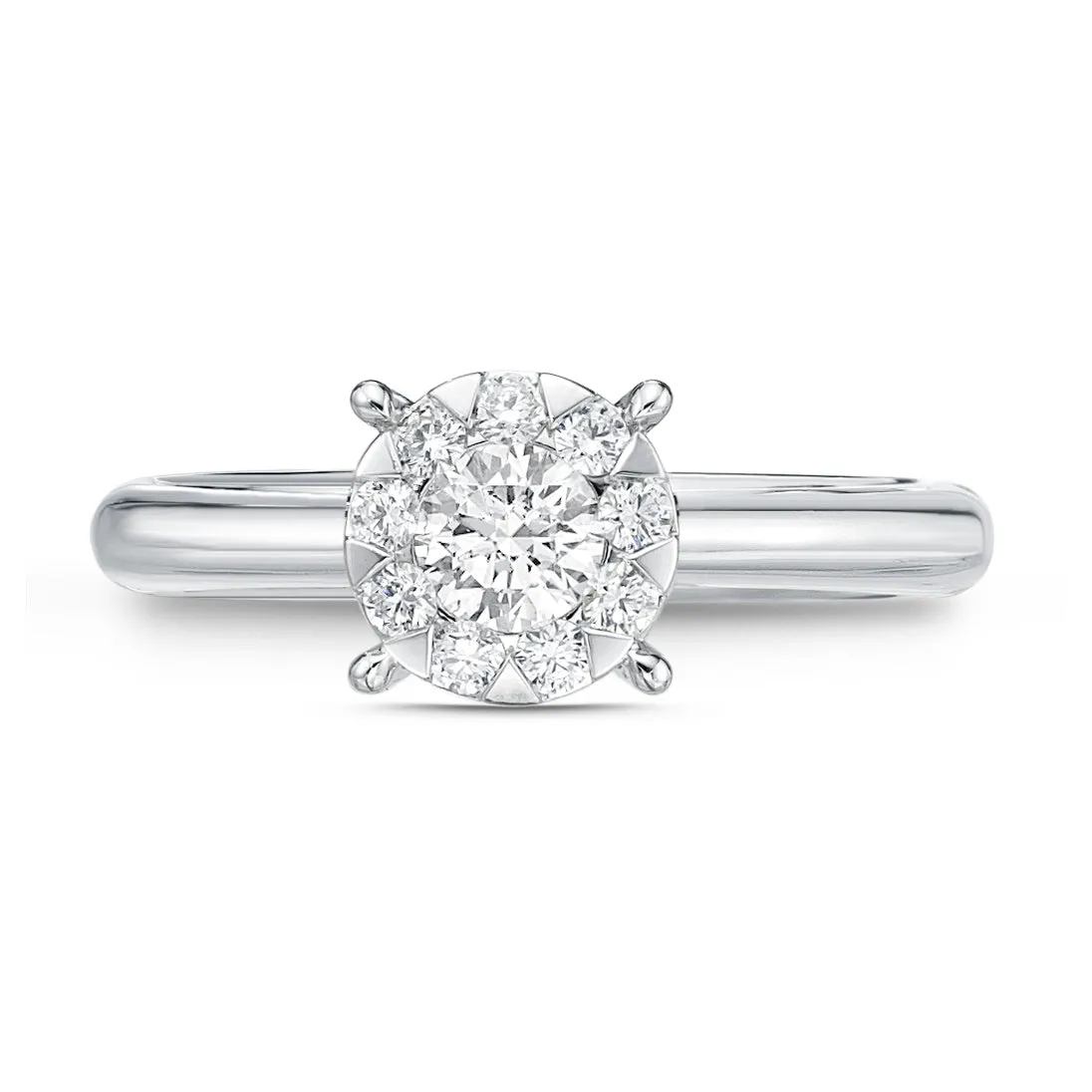 Memoire 18ct White Gold 0.30 Carat Diamond Bouquet Solitaire Ring Shiels