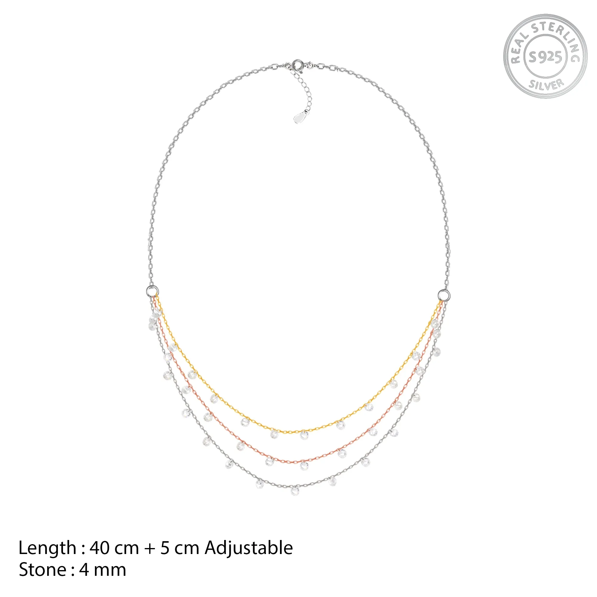 Multi-Tone Triple Layered Queens Necklace Giva