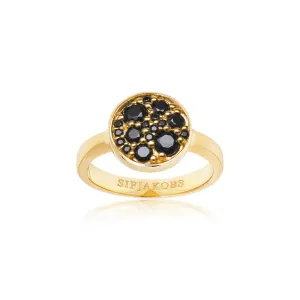 Novara Gold Plated Ring w. Black Zirconias