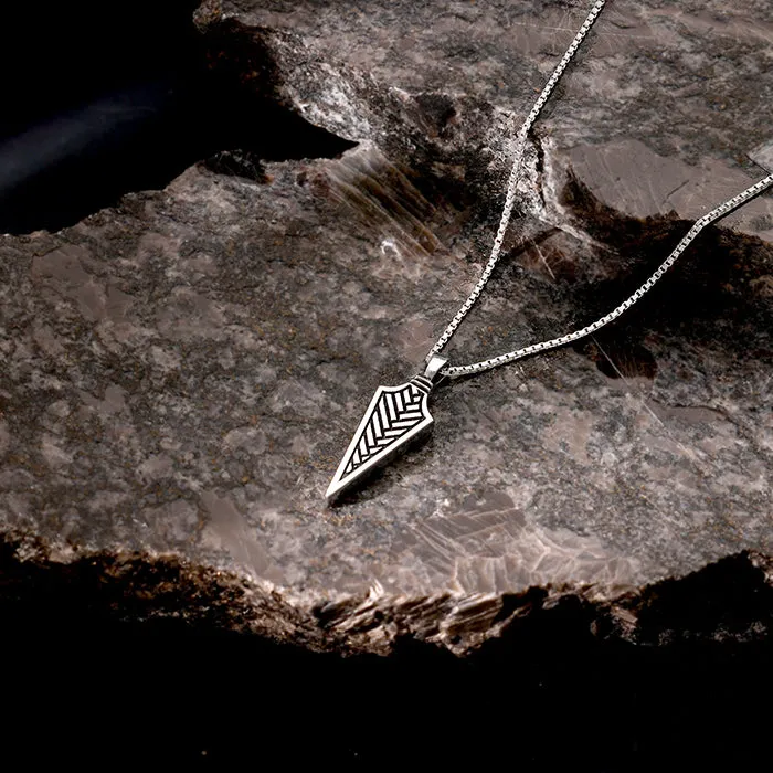 Oxidised Silver Arrow Pendant With Link Chain Giva