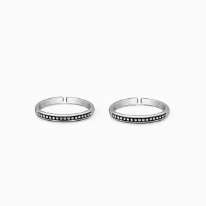 Oxidised Silver Bead Toe Rings Giva