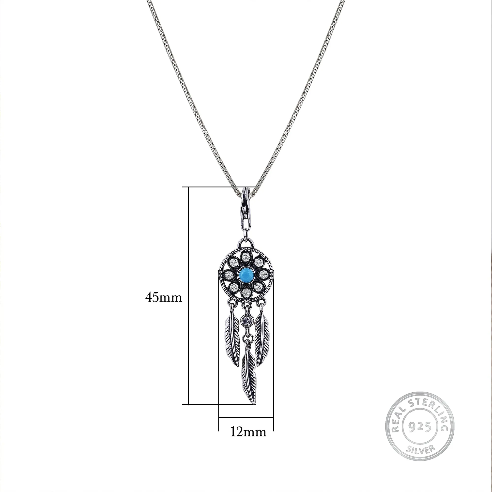 Oxidised Silver Dream Catcher Pendant With Box Chain Giva