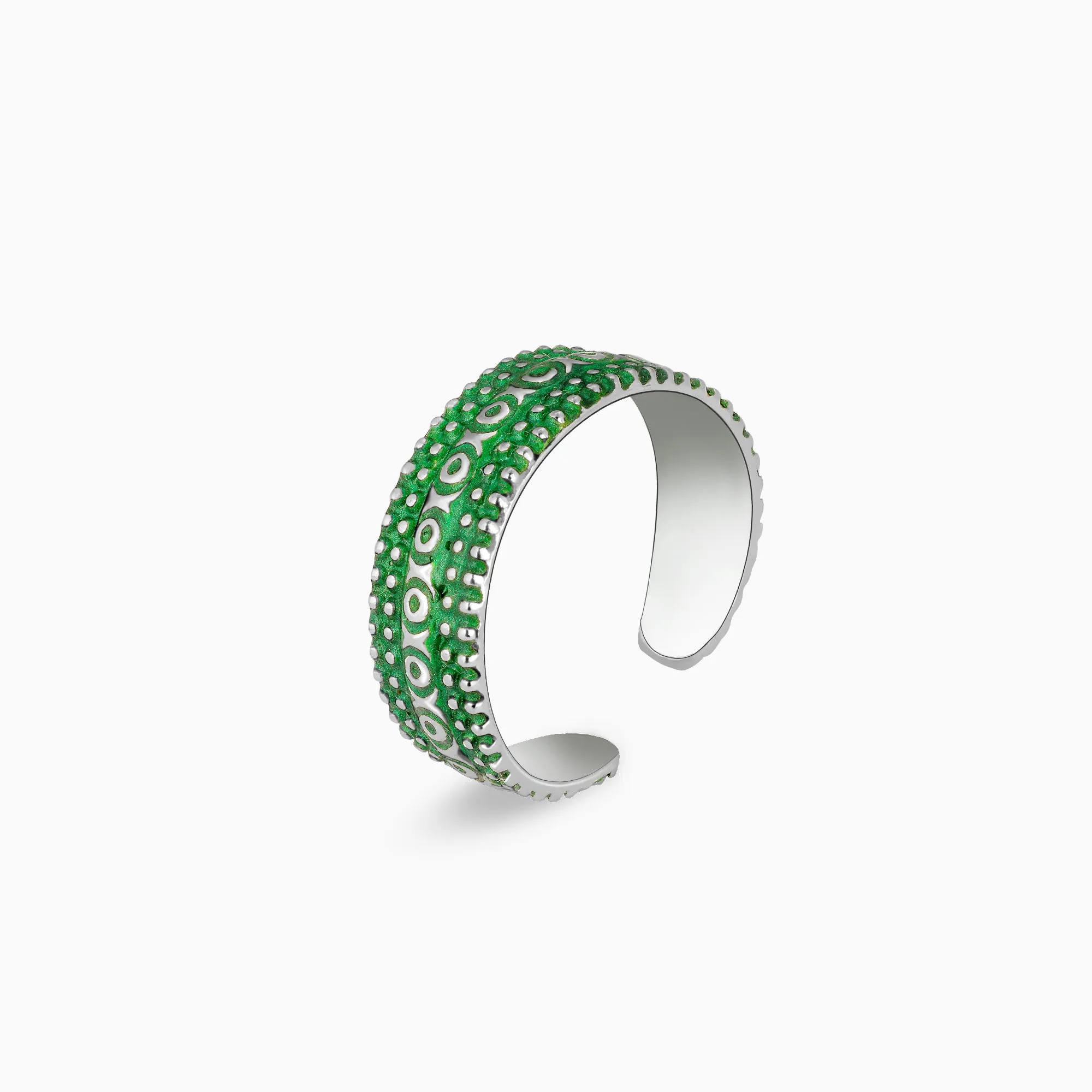 Oxidised Silver Green Glory Toe Rings Giva
