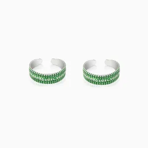 Oxidised Silver Green Glory Toe Rings Giva