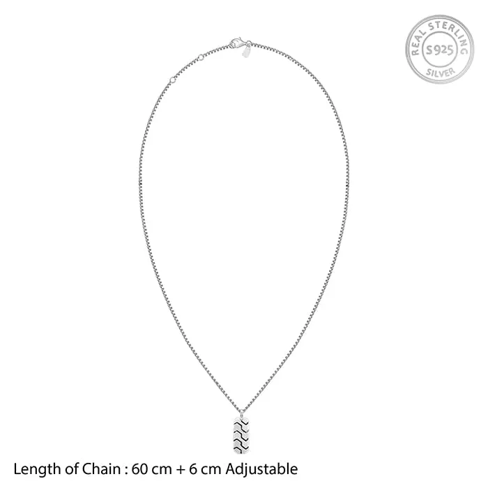 Oxidised Silver Humble Pendant With Box Chain For Him Giva
