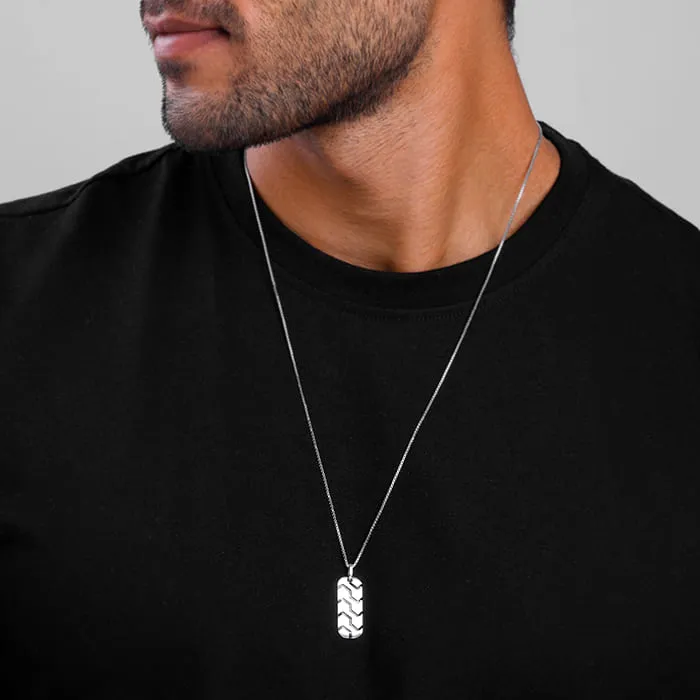Oxidised Silver Humble Pendant With Box Chain For Him Giva