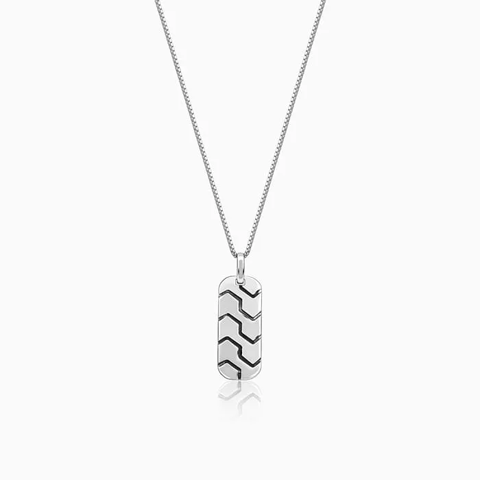 Oxidised Silver Humble Pendant With Box Chain For Him Giva