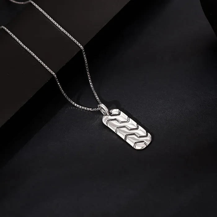 Oxidised Silver Humble Pendant With Box Chain For Him Giva