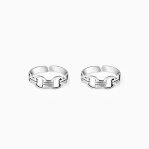 Oxidised Silver Interlinked Toe Rings Giva