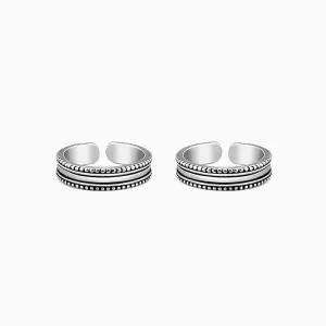Oxidised Silver Layered Bead Toe Ring Giva