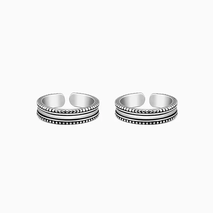 Oxidised Silver Layered Bead Toe Ring Giva