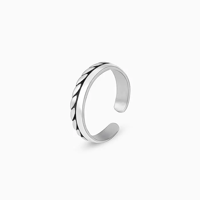 Oxidised Silver Layered Braid Toe Rings Giva