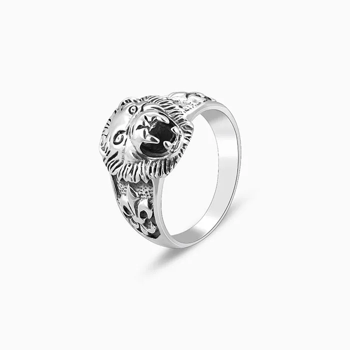 Oxidised Silver Lion Ring For Him Giva