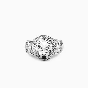 Oxidised Silver Lion Ring For Him Giva