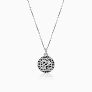 Oxidised Silver Om Pendant with Box Chain For Him Giva