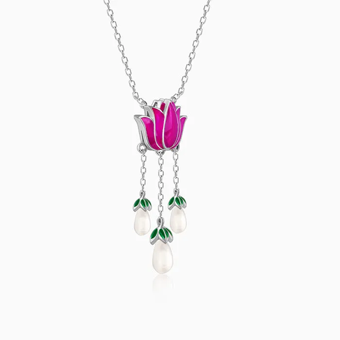 Oxidised Silver Pichwai Lotus Necklace Giva