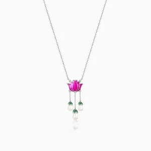 Oxidised Silver Pichwai Lotus Necklace Giva