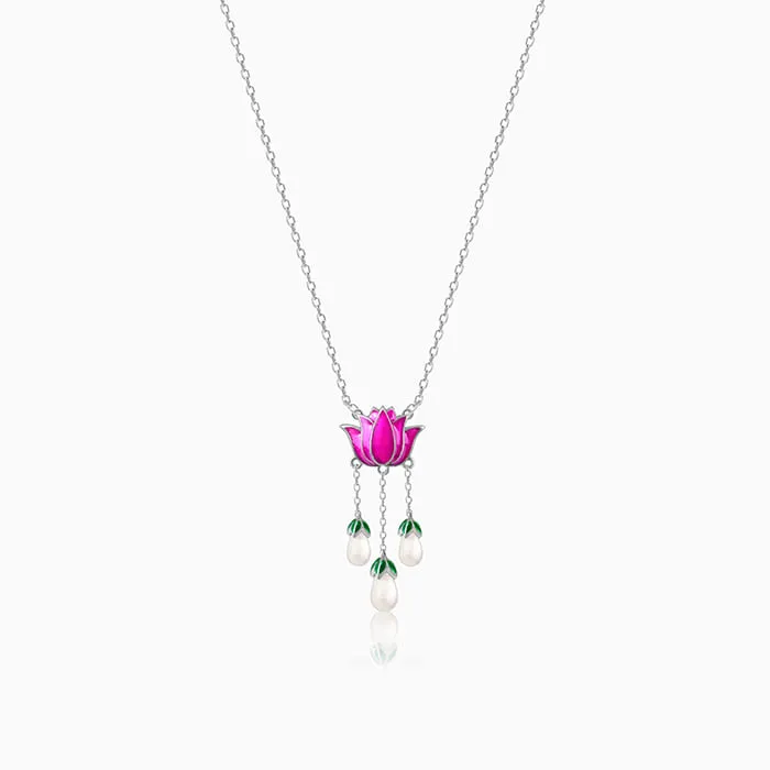 Oxidised Silver Pichwai Lotus Necklace Giva