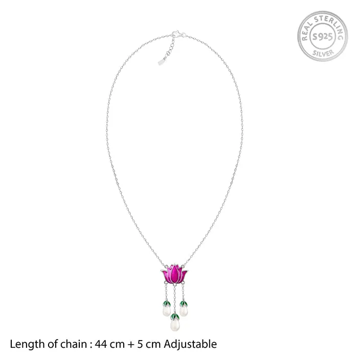 Oxidised Silver Pichwai Lotus Necklace Giva