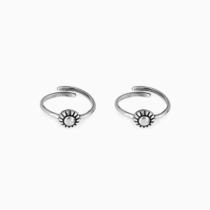 Oxidised Silver Pretty Floral Toe Rings Giva