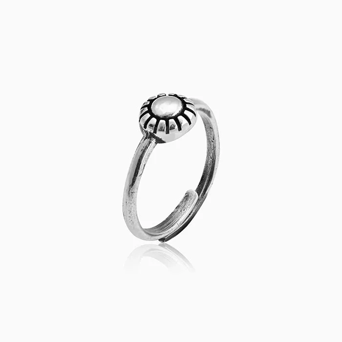 Oxidised Silver Pretty Floral Toe Rings Giva