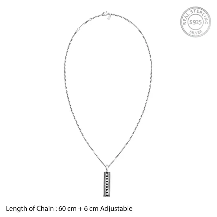 Oxidised Silver Resourceful Pendant With Box Chain For Him Giva