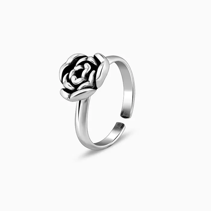 Oxidised Silver Rose Toe Rings Giva