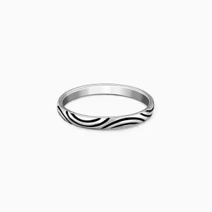 Oxidised Silver Vibrant Wave Ring For Him Giva