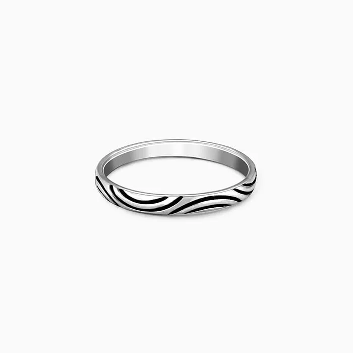 Oxidised Silver Vibrant Wave Ring For Him Giva