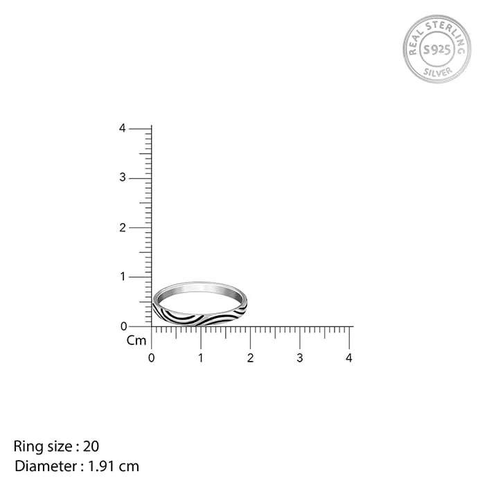 Oxidised Silver Vibrant Wave Ring For Him Giva
