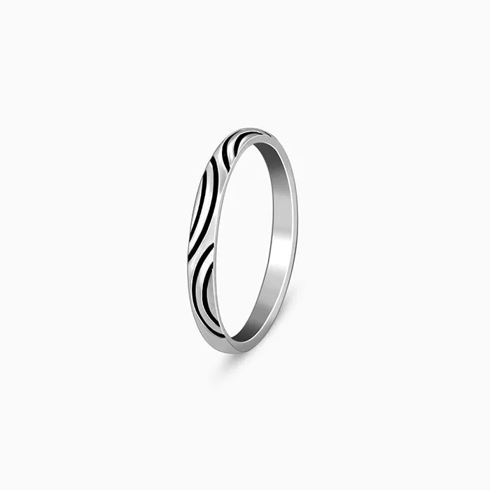 Oxidised Silver Vibrant Wave Ring For Him Giva