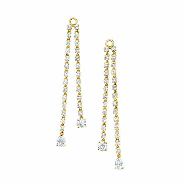 PAIR OF DOUBLE DRAPED DIAMOND ROPE EARRINGS WITH ROUND AND PEAR DIAMOND DROPS Anita Ko